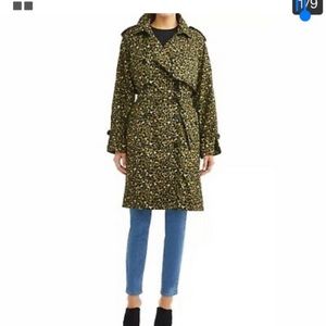 Textile Elizabeth & James green leopard print Maxwell trench coat plus size